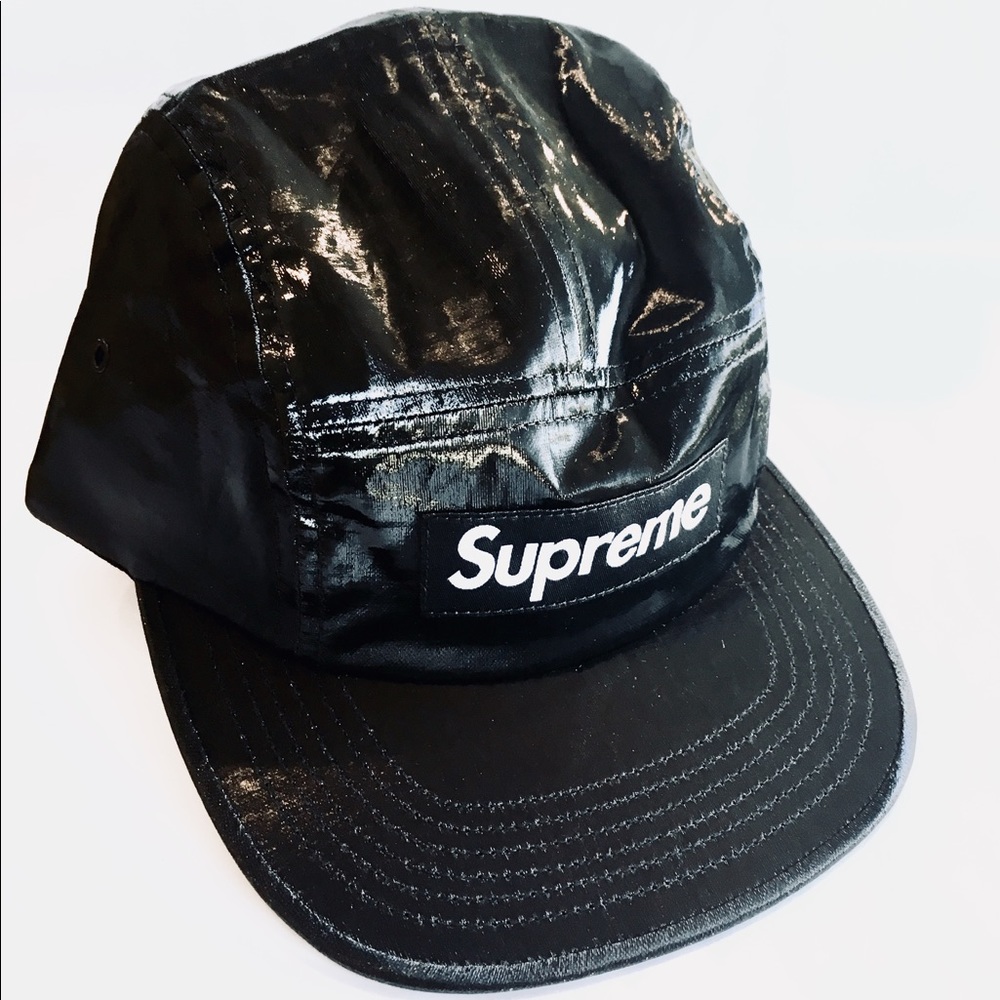 NWT SUPREME black coated linen camp cap